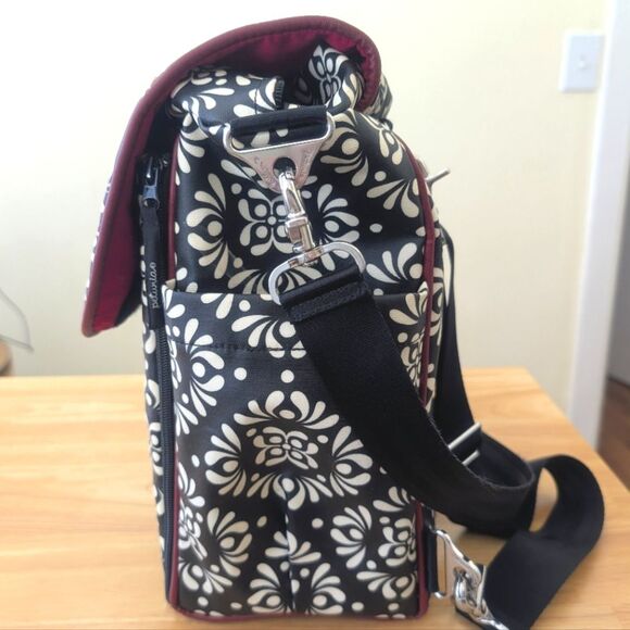 Petunia Pickle Bottom Brocade Diaper Bag Black White Red Embossed - Picture 5 of 9